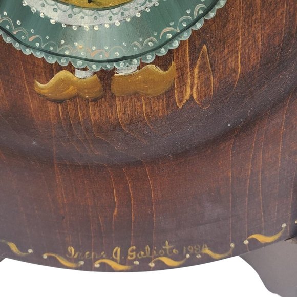 VTG Folk Art Dutch Wooden Decorative Wooden Plate Hand Painted Tole Wall Hanging - Picture 7 of 7